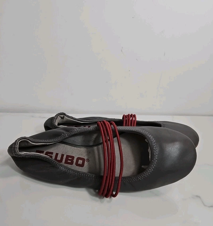 Tsubo Honnor Ballet Flat Elastic Streachable Gray Leather Slip-On Shoes 6 - Image 3 of 4