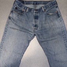 Levi's 501 Button Fly Light Blue Wash Denim Jeans Men's Sz 36 x 34