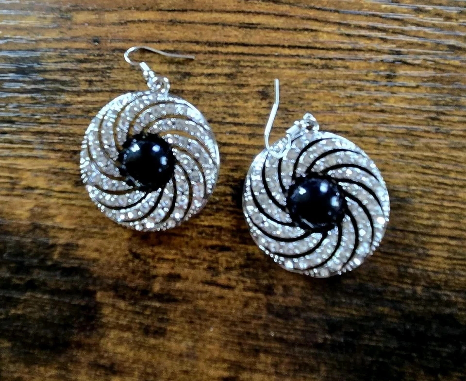 NEW Paparazzi Vintage Vortex Black Earrings Retro Swirl Dangle Lightweight Jewel - Image 2 of 4
