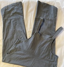 Women's L Lightweight Cropped Overalls Slate Peacock Gray, Cotton, EUC