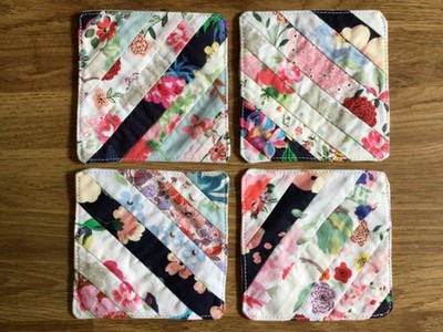 4er Set Patchwork Untersetzer aus Cath Kidston Baumwollstoffen 10 cm Quadrat #A