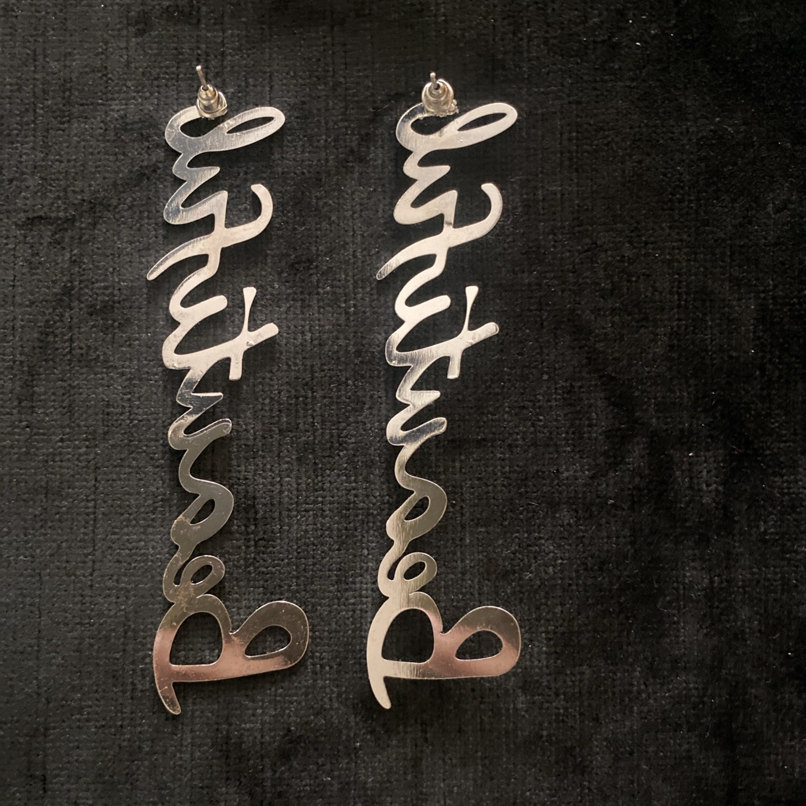 Earrings Beautiful Statement Silver Tone Pierced … - image 3