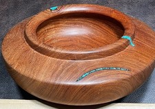 Beautiful Mesquite And Turquoise Handcrafted Bowl By Richter Of San Antonio
