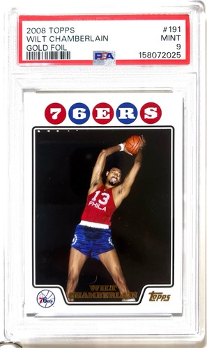 2008-09 Topps Wilt Chamberlain Gold Foil #191 POP 2  76ers PSA 9 HOF