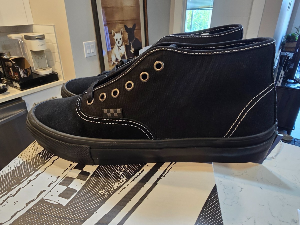Vans Skate Authentic Mid Blackout Skate Shoes MENS SIZE 10.5 NEW