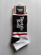 Tootsie Roll Candy 2 Pair Novelty Ankle Socks Adult Shoe Size 6-12 NWT