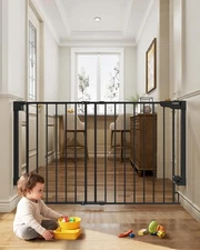 Cumbor Expandable 31.6-48" Baby Gate for Stairs Wall-Mounted 2-in-1 No Bottom Ba