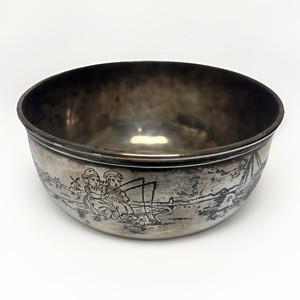 Antique Gorham Sterling Silver Baby Bowl Dutch Children Scenic Pattern 1926