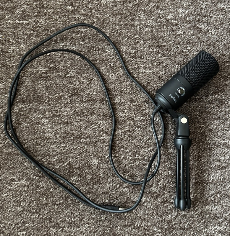FIFINE USB Desktop Microphone with Adjustable Stand & Volume Control, Black
