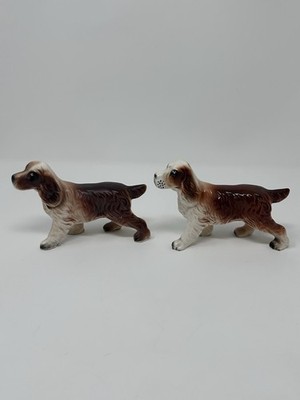 Pair Of Vintage Porcelain Springer Spaniel Dog Figurines