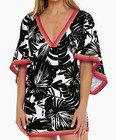 Trina Turk Lennox Swim Cover Up Beach Resort Tunic Dress Black White Pink Size M