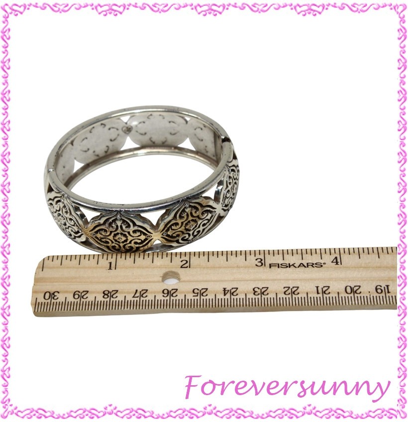 Brighton Hinged Silver Crystal Bangle Bracelet - image 7