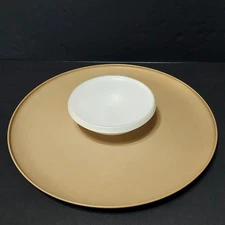 Vtg Tupperware Almond 492 Dip-n-Serve Chip and Dip/Veggie Server Tray Bowl & Lid