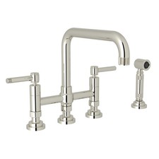 Rohl A3358ILWSPN-2 Campo Bridge Kitchen Faucet With Side Spray Polished Nickel