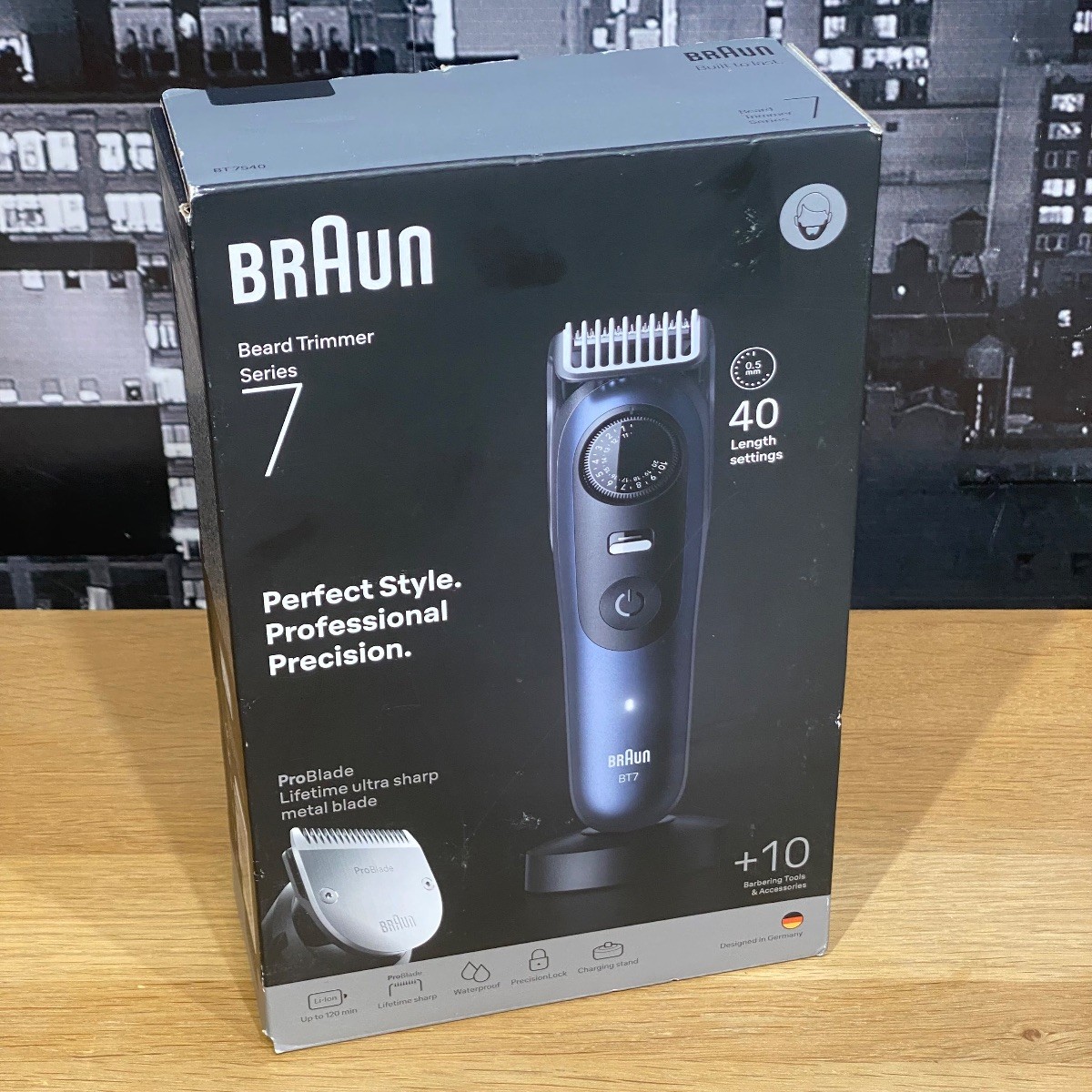Braun Beard Trimmer Series 7, +10 Barbering Tools, 40 Lengths, Problade, Bt7540, Blue - Image 5