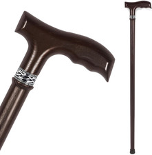Wooden Walking Cane for Men, Ergonomic Handcrafted Cane, Ash Wood Cane-A Walnut