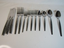 Granada Rose Stainless Steel Flatware Set 13 Pc Japan Floral Embossed Vintage