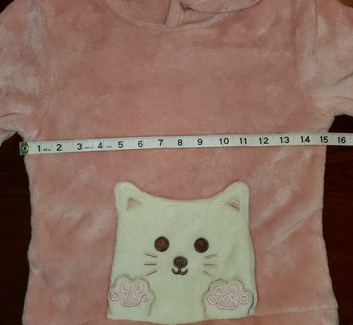Free Haven Pink Fleece Plush Pullover Hoodie W Cream Cat Pocket Kids Size 6X - Picture 6 of 9