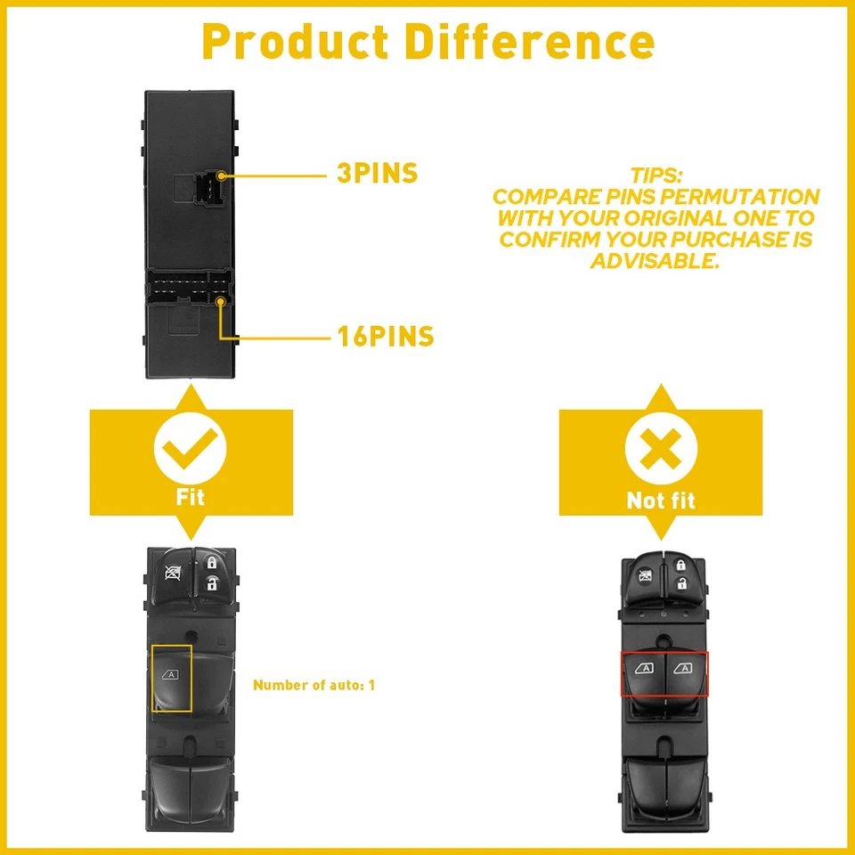 Interruptor de control maestro de ventana eléctrica del lado del conductor para Nissan Altima 2013-2018 1-5x Foto 3 de 4