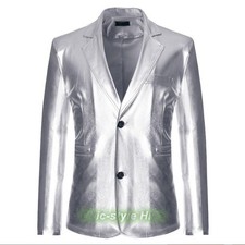 Mens Blazer Sparkle Suit Jacket Cocktails Shiny Metallic Disco Dance Party Coats