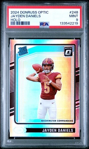 2024 PANINI DONRUSS OPTIC HOLO #248 JAYDEN DANIELS ROOKIE RC PSA 9
