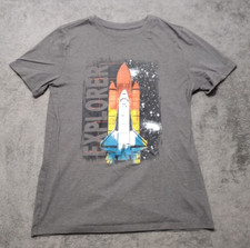 Cat Jack Shirt Boys XL 16 Space Shuttle Gray Graphic Print