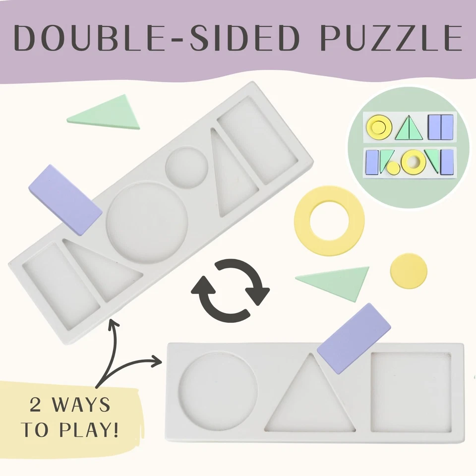 2-in-1 Montessori Wooden Shape Sorter & Color Puzzle Toy for 1+ Year Old Kids - Image 4 of 4