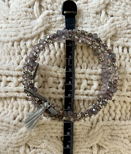 Lila & Grau Perlenspule Spirale Wickelarmband wunderschöner Spaß Einheitsgröße - Bild 4 von 16