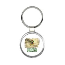 Queretaro Mexico : Gift Round Keychain Distressed Flag Vintage Mexican Expat
