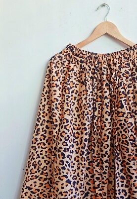 Indian Brown Tiger Animal Skirt Yellow Cotton Long Skirt Free Size