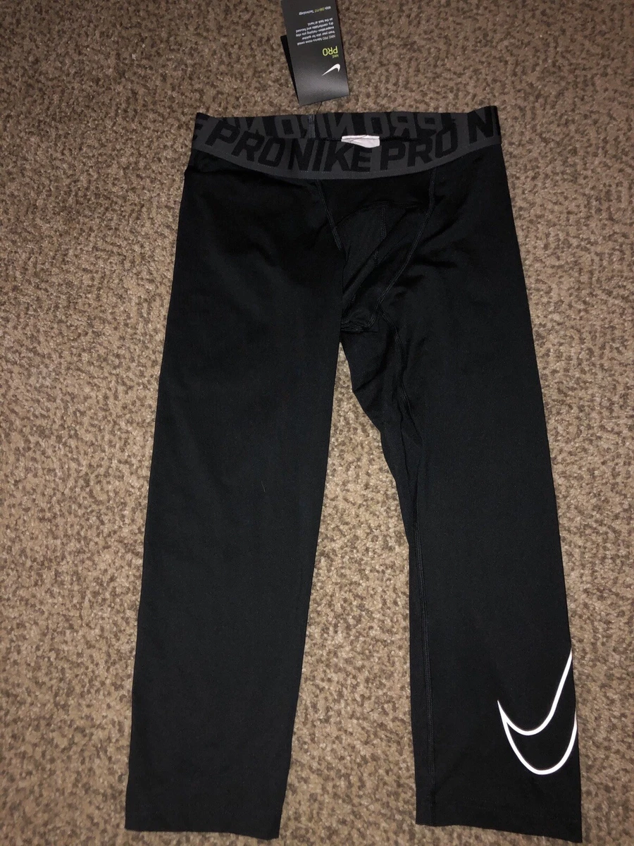 Boys Nike Pro Black Swoosh Leggings Compression Pants Youth X-Large XL NWT