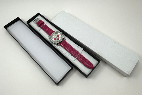 Manhattan Watch by Croton Ladies Rhinestone Pink Patent Leather Strap New in Box - Picture 8 of 14
