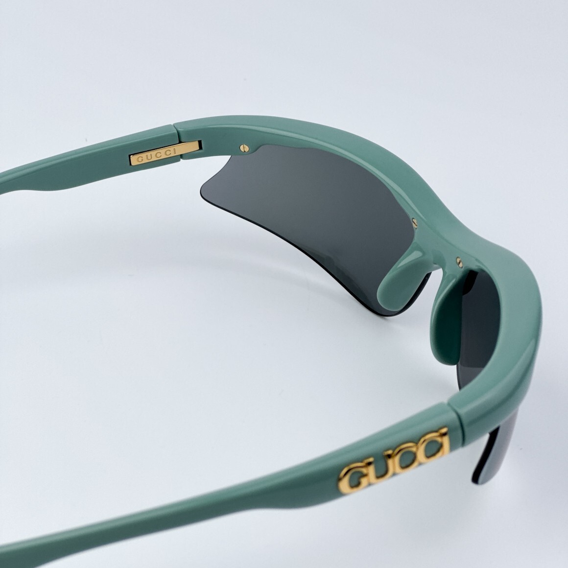 Gucci Men AUTHENTIC Sunglasses Green Silver Mirror Mask 