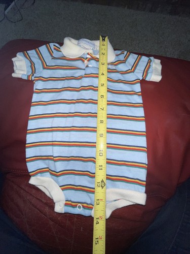Vintage Oshkosh Collared Polo Romper One Piece 6-9 Months Stripes Baby Infant - Picture 6 of 9