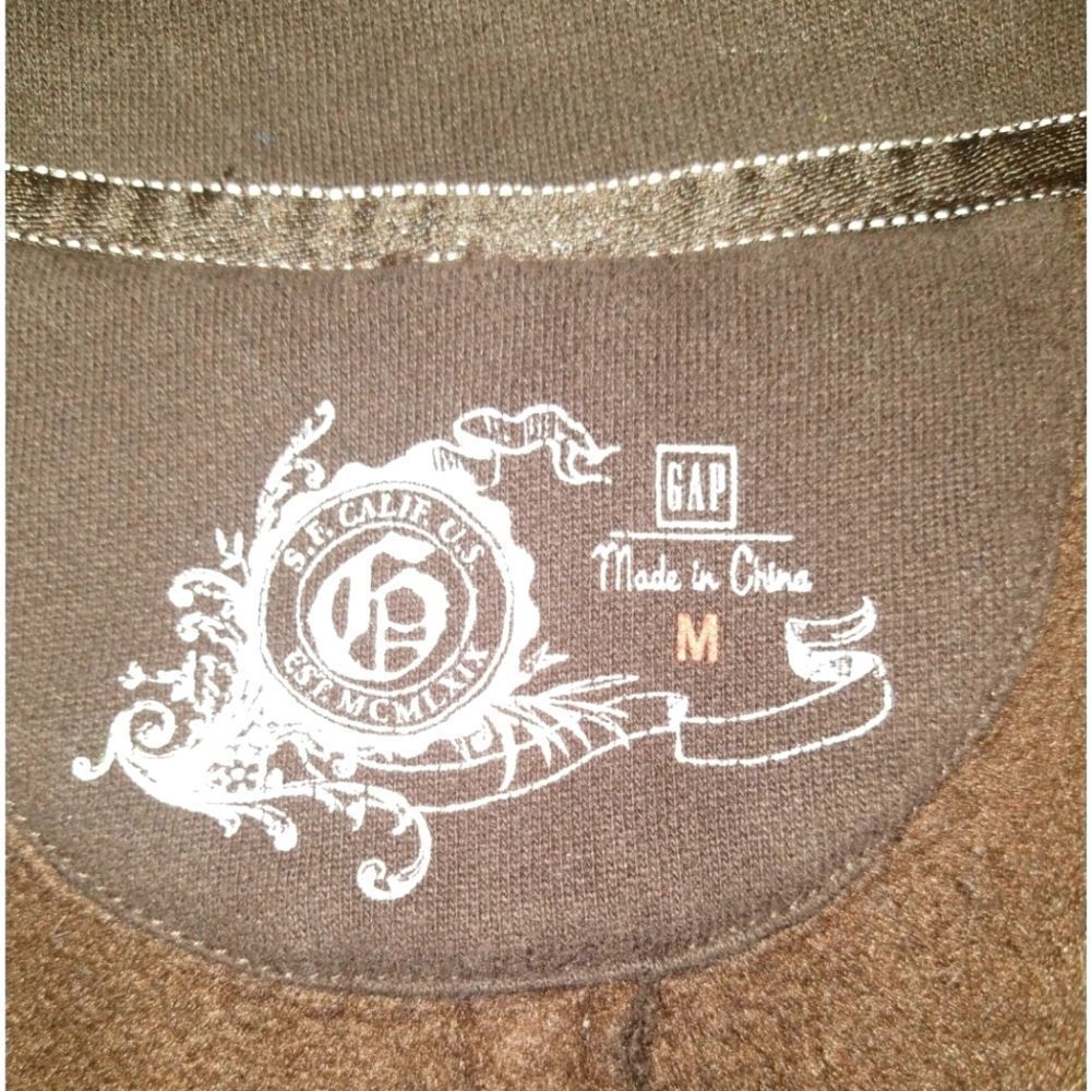 GAP Brown Distressed Button Down Collared Knit Ja… - image 8