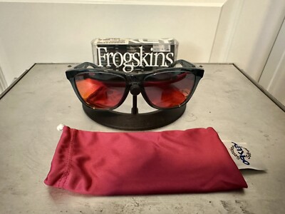 NEW! Oakley FROGSKINS Sunglasses Crystal Black/Red Iridium Display