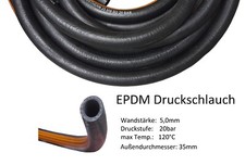 EPDM Druckschlauch 20bar  1" Zoll  Meterware max. Temp. 105&deg;C 40m