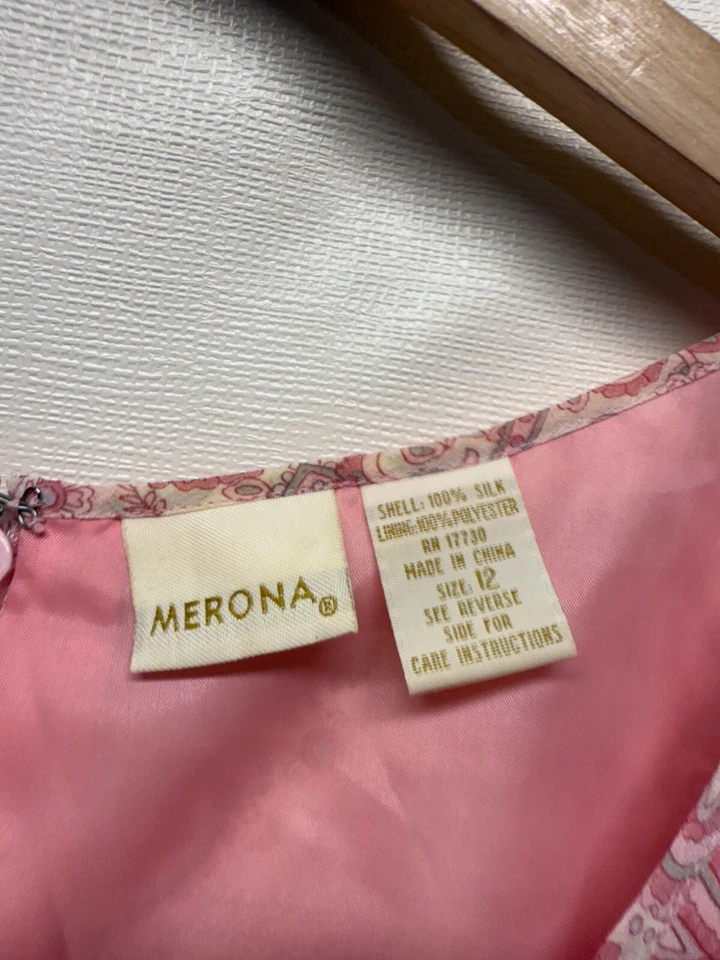 Vestido Babydoll De Colección 100% Seda M Rosa Y2k Hada Ditsy Floral Cachemira Sin Mangas Foto 4 de 4