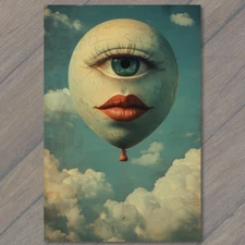 Art Print Surreal Balloon Eye Lips Clouds Floating Face Weird Sky Fantasy