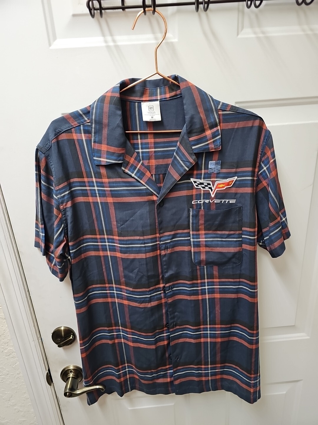 NWT Officially Licensed General Motors Corvette Striped Casual Button Shirt Med