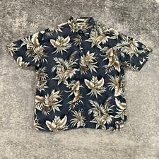 Vintage Campia Moda Hawaiian Shirt Mens XL Blue Floral All Over Print 90s Aloha