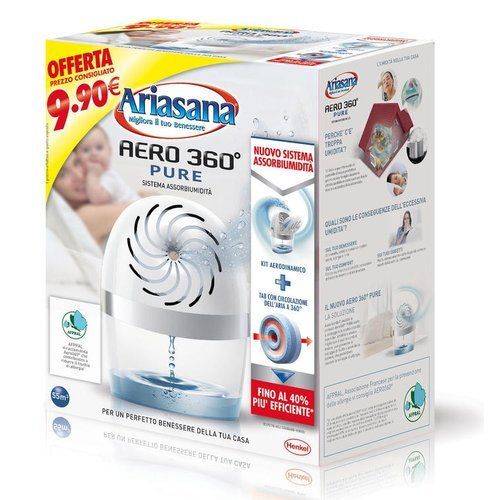 Assorbiumidità kit contenitore Aero 360 Pure ARIASANA + 1 Tab 450 gr Inodore Hen - Picture 1 of 1