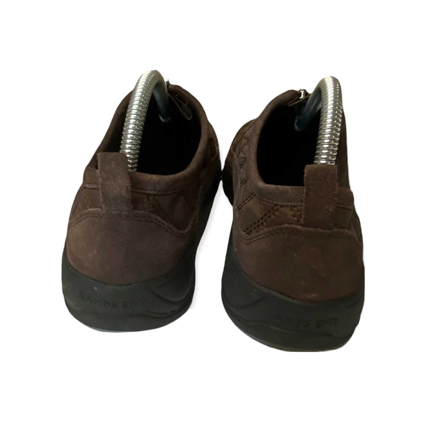 Lands End Womens 444685 All Weather Zip Front Wedge Brown Suede Quilt