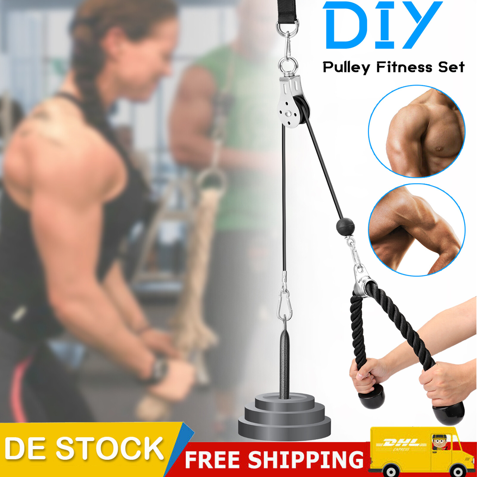 Fitness DIY Pulley Cable Machine Set Biceps Triceps Arm Strength Training