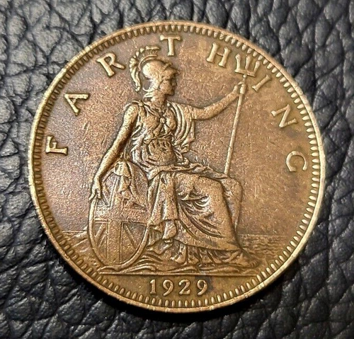1929 Great Britain Farthing Coin