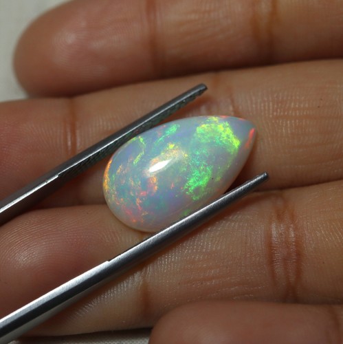 6.2 Cts 19.3x11.5 MM Echt AAA Grün Rot Gelb Feuer Äthiopische Opal Pear Cabochon - Bild 6 von 10