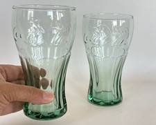 Vintage Coca Cola Libbey Green Glasses 6” Tall 16 oz Set Of 2 Soda Floats