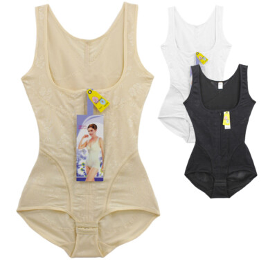 Women's Shaping Floral Bodysuit Front Zipper Thick Strap Full Body Shapewear