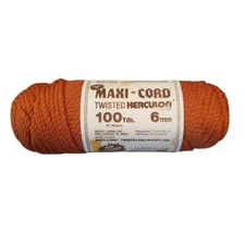 Maxi-Cord Twisted Herculon Rust Brown 100 yds 6mm Macramé Crafts
