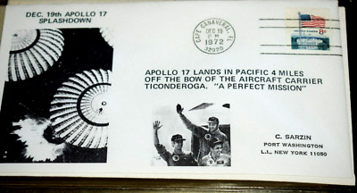 APOLLO 17 SARZIN EVENT COVER ''EVANS Space Walk,'' Cancel 8c Flag Cape 12-17-1972